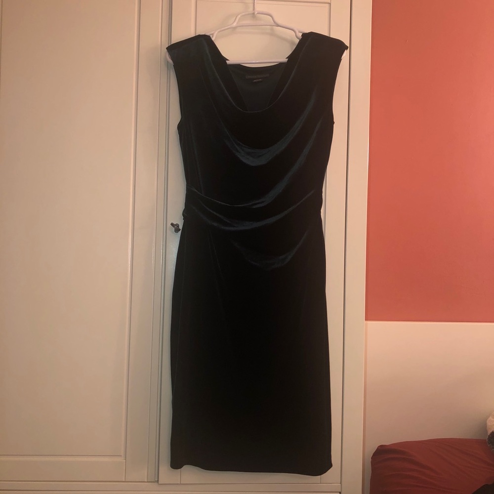 Jessica Howard Green Velvet Drape Neck Dress